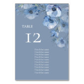 Numéro De Table Tableau de placement à fleurs aquarelles bleues (Dos)