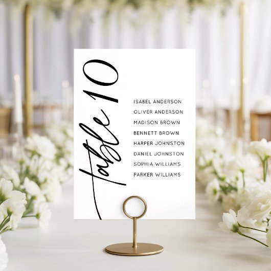 Numéro De Table Tableau de placement de mariage à l'écriture calli