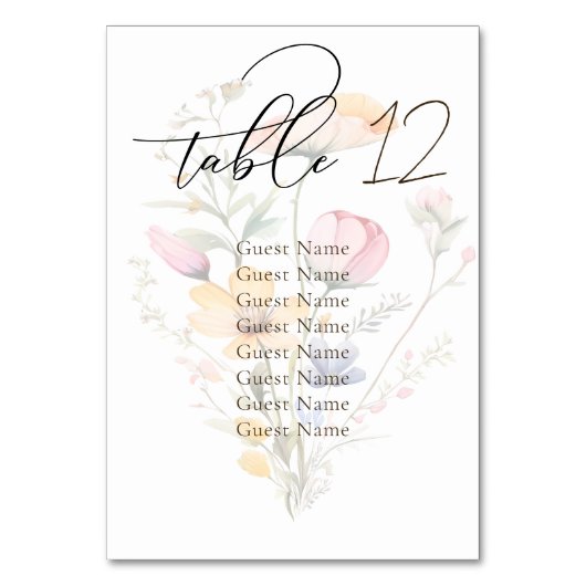 Numéro De Table Tableau de placement de mariage aux fleurs sauvage (Par défaut)