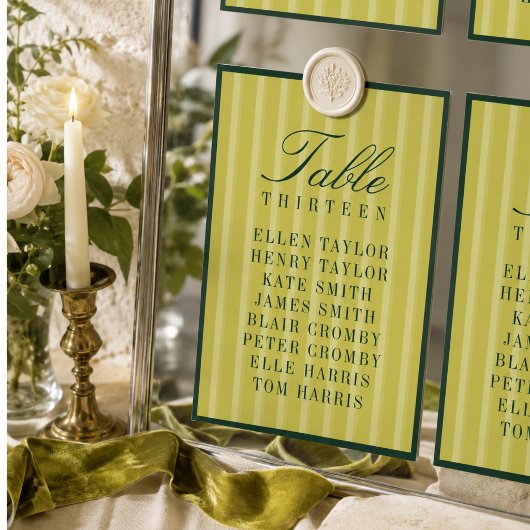 Numéro De Table Tableau de placement de mariage élégant rayé chart