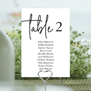 Numéro De Table Tableau de places moderne N, Dîner Mariage