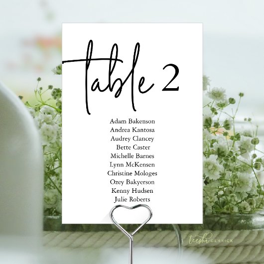 Numéro De Table Tableau de places moderne N, Dîner Mariage