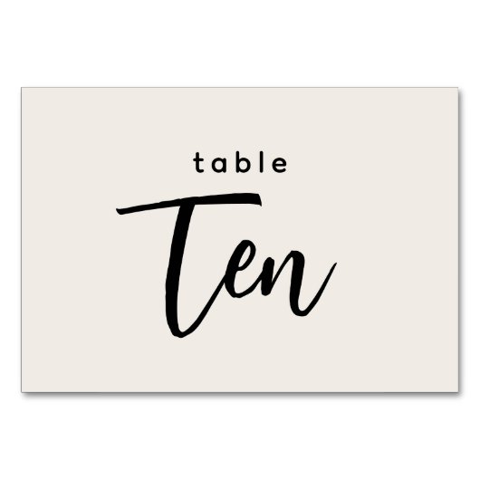 Numéro De Table Tableau de script moderne 10 Dix Mariage blanc (Dos)