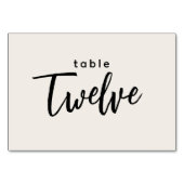 Numéro De Table Tableau de script moderne 12 Douze Mariage blanc (Dos)