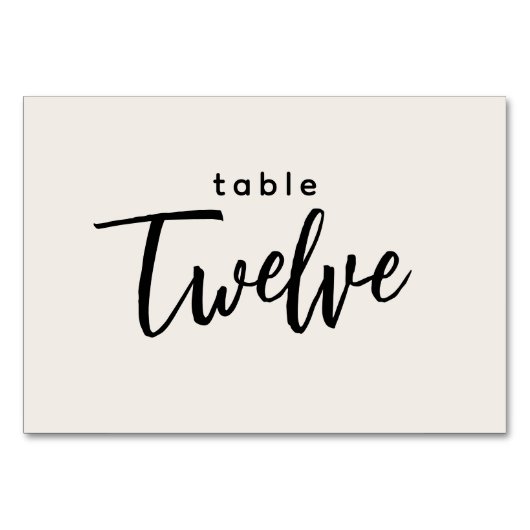 Numéro De Table Tableau de script moderne 12 Douze Mariage blanc (Devant)
