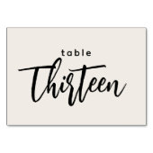 Numéro De Table Tableau de script moderne 13 Treize Mariage blanc (Dos)