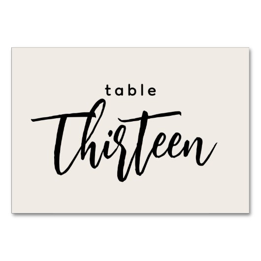Numéro De Table Tableau de script moderne 13 Treize Mariage blanc (Devant)