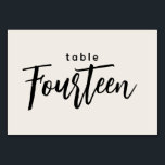 Numéro De Table Tableau de script moderne 14 Quatorze Mariage blan<br><div class="desc">Script moderne Tableau 14 Quatorze Mariage blanc ou dîner n° de table. Quatorze est écrit dans une police chic et branchée de lettres à la main. La couleur arrière - plan de ce numéro de tableau est modifiable en couleur, il suffit de cliquer sur le bouton customiser plus loin pour...</div>