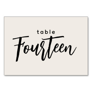 Numéro De Table Tableau de script moderne 14 Quatorze Mariage blan