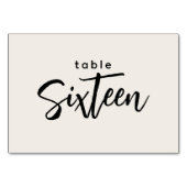Numéro De Table Tableau de script moderne 16 Seize Mariage blanc (Dos)