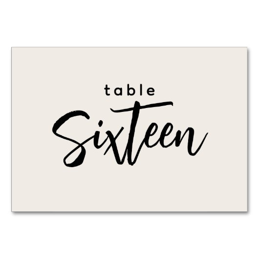 Numéro De Table Tableau de script moderne 16 Seize Mariage blanc (Devant)