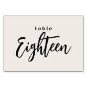 Numéro De Table Tableau de script moderne 18 Dix-huit Mariage blan (Dos)