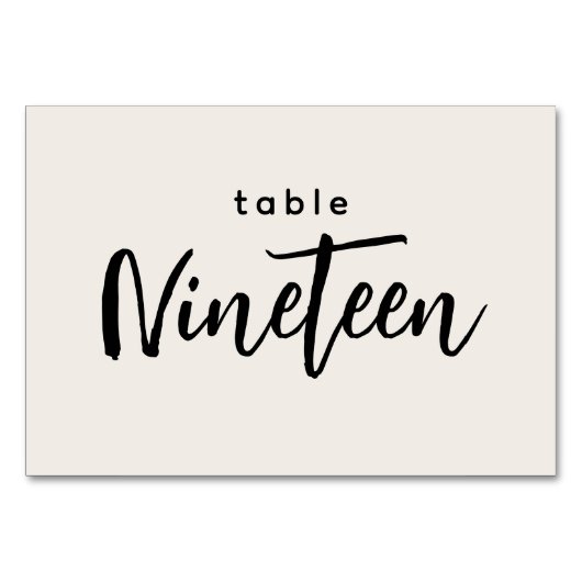 Numéro De Table Tableau de script moderne 19 Dix-neuf Mariage blan (Devant)