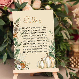 Numéro De Table Tableau de siège Automne Rustique Brown Floral Cit