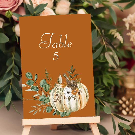 Numéro De Table Tableau de siège Automne Rustique Brown Floral Cit