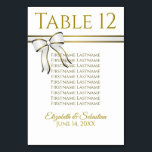 Numéro De Table Tableau de siège du Mariage de ruban blanc et or<br><div class="desc">Faites de votre réception de mariage une belle avec ces cartes de numéro de table, et aidez vos invités à trouver la bonne table. Présentez un design simple mais élégant avec du texte en or sur un arrière - plan blanc avec une image d'un ruban et d'un arc blanc et...</div>