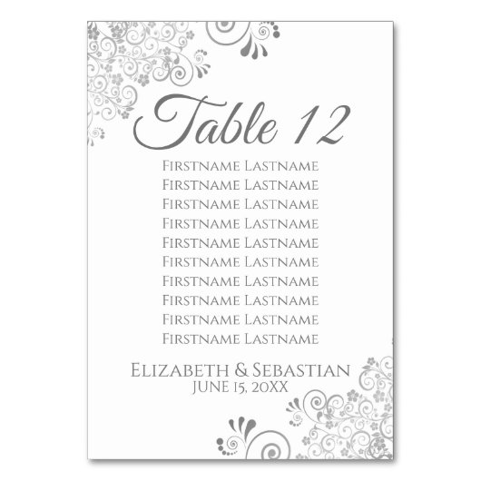 Numéro De Table Tableau de sièges Mariage blanc et gris argenté (Par défaut)