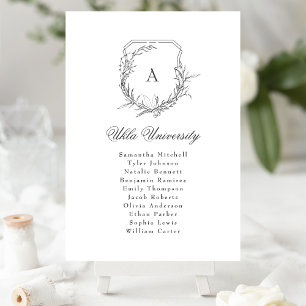 Numéro De Table tableau de sièges monogramme à crête florale class