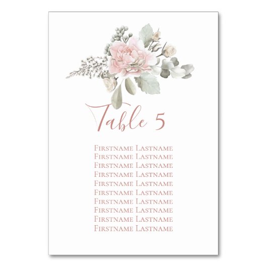 Numéro De Table Tableau de sièges rose mariage floral rose roux (Par défaut)