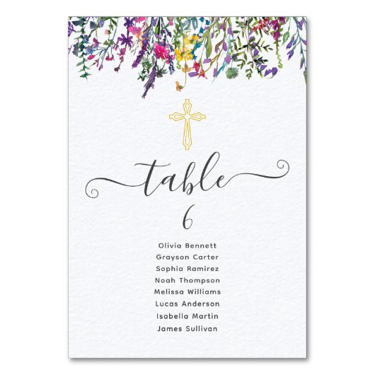 Numéro De Table Tableau des places du baptême fleur sauvage Numéro (Par défaut)