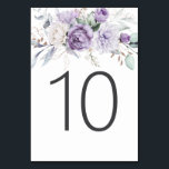 Numéro De Table Tableau Dix Aquarelle Mariage Floral pourpre<br><div class="desc">Le design simple présente un arrangement floral aquarelle dans les tons violets avec le nombre 10 dans une simple typographie gris foncé.</div>