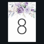 Numéro De Table Tableau Huit Aquarelle Mariage Floral pourpre<br><div class="desc">Le design simple présente un arrangement floral aquarelle dans les tons violets avec le nombre 8 en simple typographie gris foncé.</div>