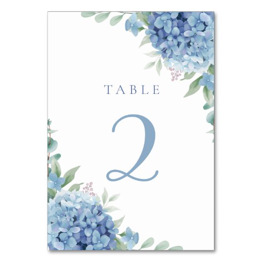Numéro De Table tableau hydrangée bleu 2 (Dos)