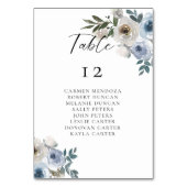 Numéro De Table Tableau Mariage bleu Dusty (Dos)