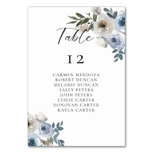 Numéro De Table Tableau Mariage bleu Dusty (Dos)