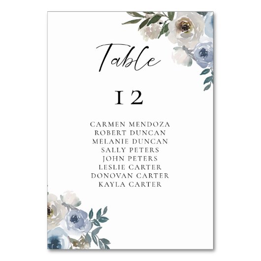 Numéro De Table Tableau Mariage bleu Dusty (Par défaut)