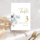 Numéro De Table Tableau Mariage de fleurs de printemps bleu Dusty 