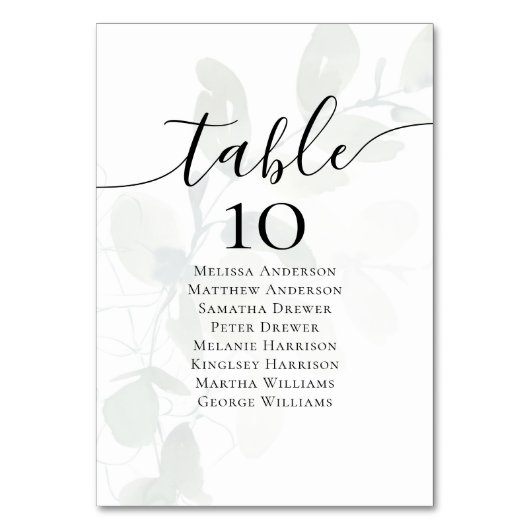 Numéro De Table Tableau Mariage Eucalyptus (Dos)