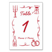 Numéro De Table Tableau mariage main blanche dessinée rouge illust (Dos)