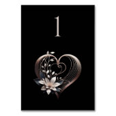 Numéro De Table Tableau mariage Numéro-Coeur rose moderne avec Fle (Dos)