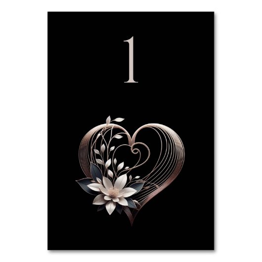 Numéro De Table Tableau mariage Numéro-Coeur rose moderne avec Fle (Par défaut)