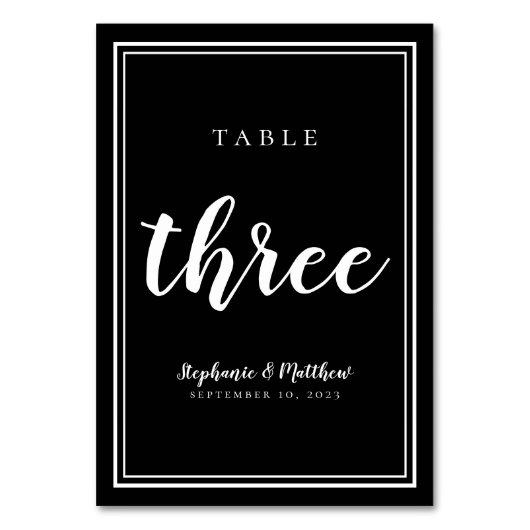 Numéro De Table Tableau mariage numéro trois noir blanc simple (Par défaut)