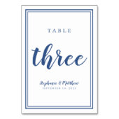 Numéro De Table Tableau mariage numéro trois simple bleu et blanc (Par défaut)
