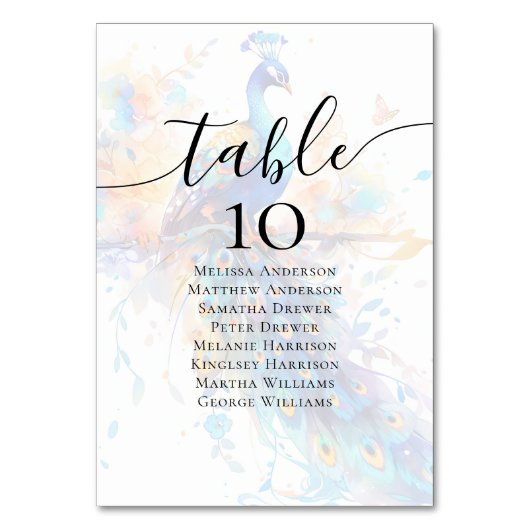 Numéro De Table Tableau Mariage Peacock Sièges (Dos)