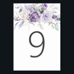 Numéro De Table Tableau Neuf Aquarelle Mariage Floral pourpre<br><div class="desc">Le design simple présente un arrangement floral aquarelle dans les tons violets avec le nombre 9 en simple typographie gris foncé.</div>