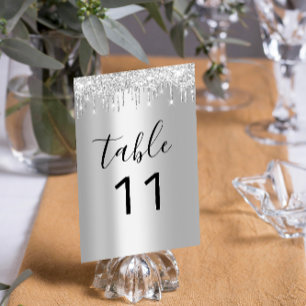 Numéro De Table Tableau Nombre Silver Grey Drivers Black Sparkly