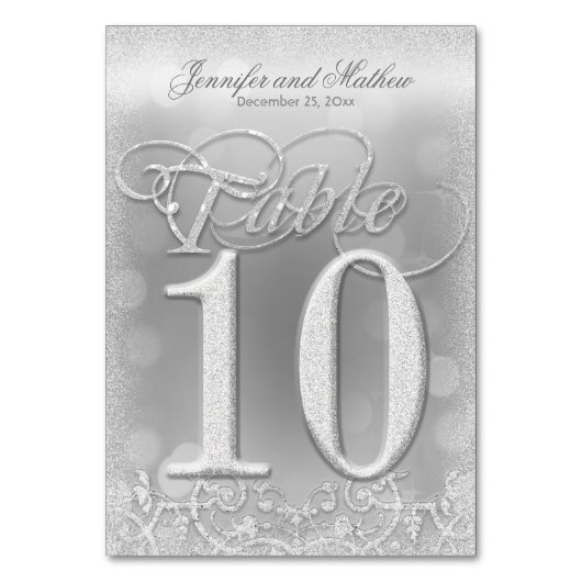 Numéro De Table Tableau Numéro 10 Elégante Parties scintillant Arg (Dos)