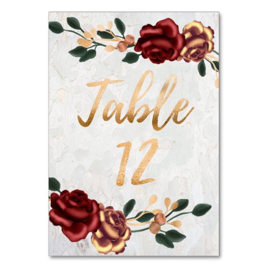 Numéro De Table Tableau Numéro 12 - Élégante Rose rouge avec détai (Par défaut)