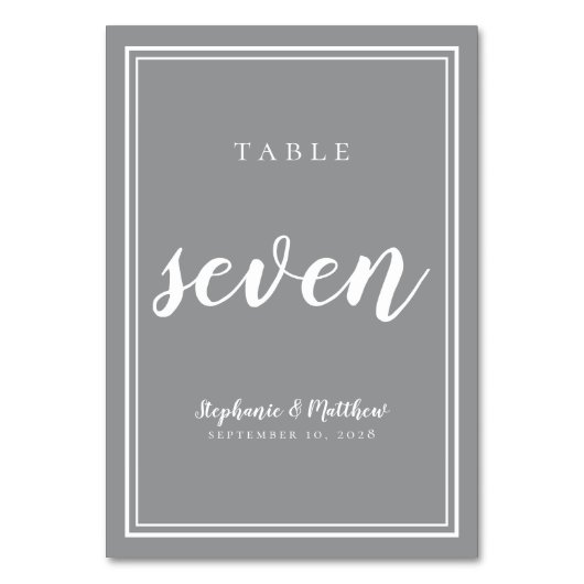 Numéro De Table Tableau numéro sept | Réception de mariage blanc g (Par défaut)