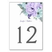 Numéro De Table Tableau Peonées d'aquarelle de la menthe violette  (Dos)
