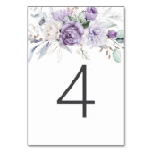 Numéro De Table Tableau Quatre Aquarelle Mariage Floral pourpre (Dos)