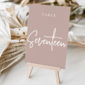 Numéro De Table Tableau rose Taupe manuscrit par script SEPT-DIX-S