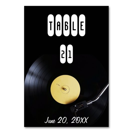 Numéro De Table TableCard : Disque vinyle sur platine. Thème rétro (Par défaut)