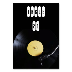 Numéro De Table TableCard : Disque vinyle sur platine. Thème rétro
