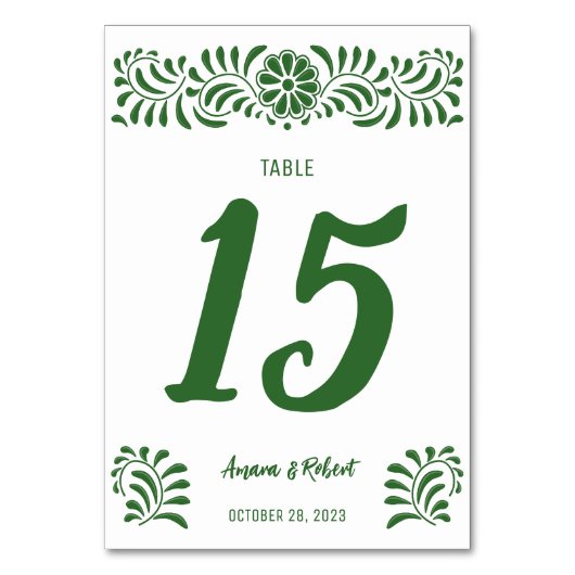 Numéro De Table Talavera mexicain vert (Par défaut)
