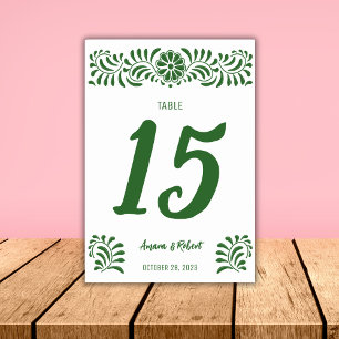 Numéro De Table Talavera mexicain vert